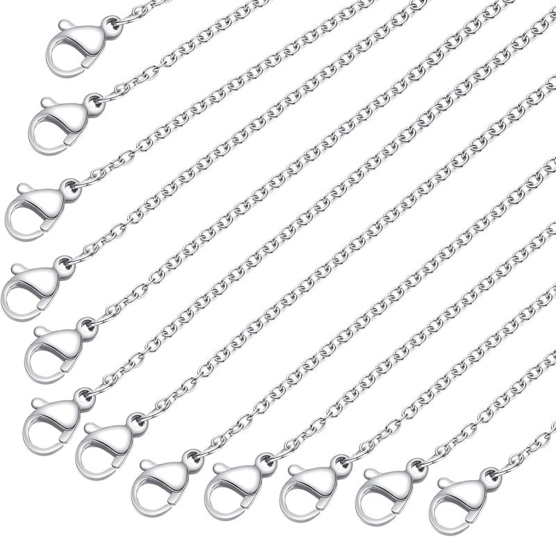 LUCKYPADS Stainless Steel Chain Bulk: Silver Chain Necklace Pack 1.5 mm Thin Chains 35 Pack Silver Cable Chains for Necklace Making (17 Inches) - Image 1